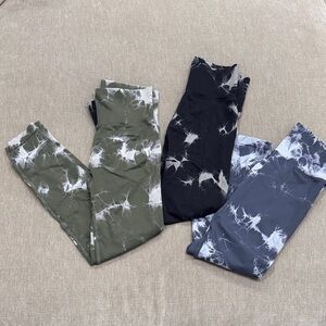 Leggings Set - Green, Black, and Blue